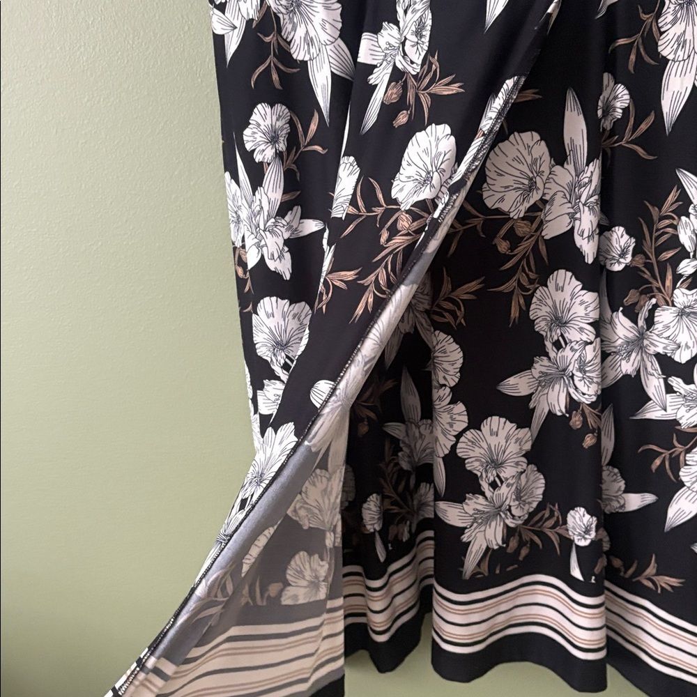 Soma Faux Wrap Dress Lush Tropic Border Black Sz XL - Picture 5 of 8